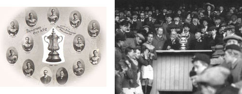 FA Cup Final 1911: Bradford City being presented with the new FA Cup which was also made in Bradford