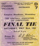 FA Cup 1952 Final: Ticket